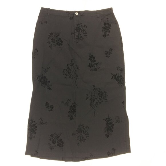 CJ Banks Black Flocked Floral Maxi Skirt Womens Plus Size 14W - Picture 1 of 6